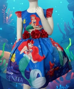 Little Mermaid Princess Ariel Girls Dress Size 6/7  8/9 Great Birthday Party - Picture 1 of 4
