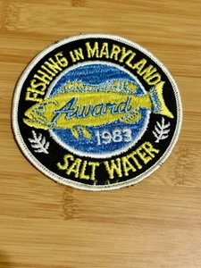 1980s Maryland Salt Water Fishing Award Patch 1983 Season Chesapeake Bay Ocean O - Bild 1 von 5