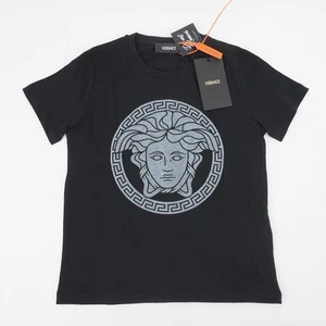 Versace Boys' Medusa Print 100% Cotton T-Shirt in Black and Gray - Size 8Y - Picture 1 of 10
