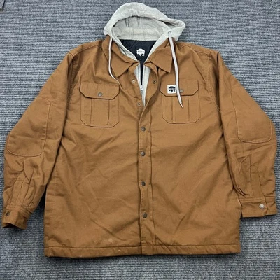 Куртка мужская Buffalo Outdoors XL коричневая холщовая с капюшоном стеганая с подкладкой рабочее пальто - Изображение 1 из 4