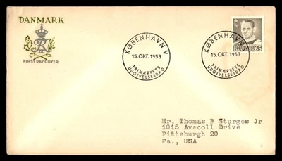 Mayfairstamps Dinamarca FDC 1953 Rey Federico IX Corona Primer Día Cubierta aau_53069 Foto 1 de 2