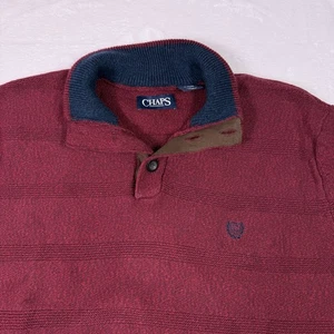 CHAPS Pullover Herren XL Burgund Stehkragen Knopfleiste Langarm Freizeit NEU - Bild 1 von 7