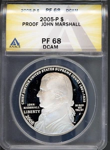 2005-P $1 Silver John Marshall Dollar PF68 DCAM ANACS # 7351528 + Bonus - Picture 1 of 2
