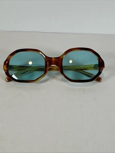 Vintage 60er Jahre? Octagon Schildpatt Sonnenbrille Blaue Schirme Made Italy - Bild 1 von 7