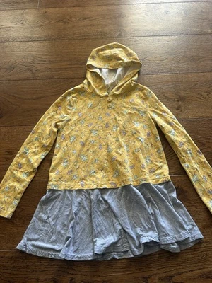 Matilda Jane 435 Girls Top Size 8 Floral Hooded Tunic Soft Stretch Mustard Good - Image 1 of 4
