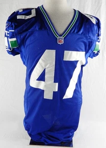 Camiseta deportiva azul Seattle Seahawks Lloyd Garden #47 2001 usada pretemporada 44 108 - Imagen 1 de 12