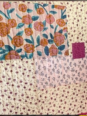 Anthropologie NWT Marvele Bed Blanket 60 X 80 Inches Floral Multicolored Cotton - Image 1 of 4