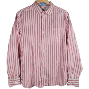 Tommy Bahama Cotton & Silk Pink & Blue Striped Long Sleeve Button Up Shirt L - Picture 1 of 7