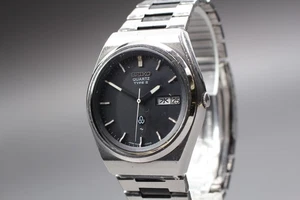 [Exc+5] Vintage Seiko Type II 4623-6000 Silver Black Dial Men's Quartz Watch - Picture 1 of 11