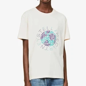 STELLA MCCARTNEY T-Shirt elfenbein Erd-Print Baumwolle-Jersey Gr. 42 / M - Bild 1 von 9