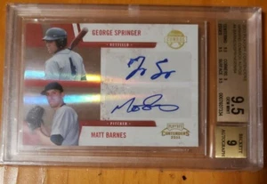 Playoff Contenders Signatures 2011/94 George Springer Matt Barnes automático BGS 9,5 - Imagen 1 de 3
