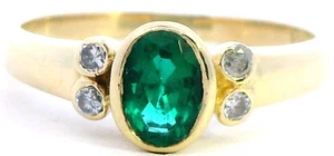 18ct Yellow Gold Emerald and Diamond Ring - Perfect for Any Occasion - Picture 1 of 14