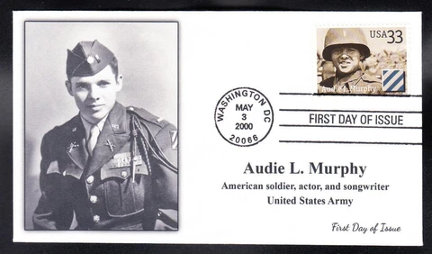 WWII Hero AUDIE MURPHY Stamp 3396 KSC First Day Cover FDC B9577 Cover