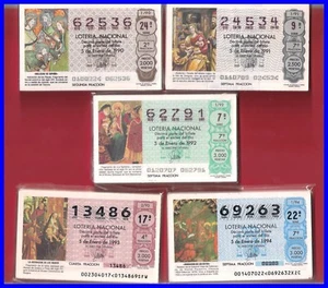 LOTE 5 AÑOS COMPLETOS DEL 1990 AL 1994, LOTERIA NACIONAL DEL SABADO , - Imagen 1 de 1