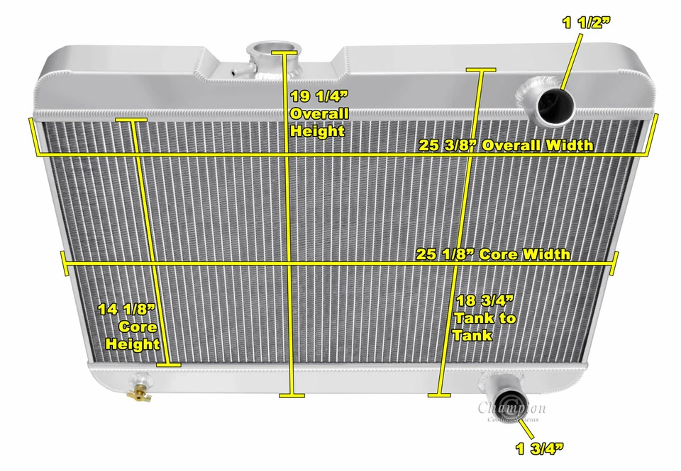 3 Row Aluminum Champion Radiator for 1963 Pontiac LeMans V8 Engine — 第 1/4 张图片