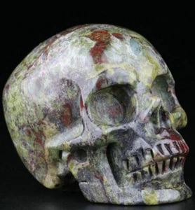 2.0" Dragon Bloodstone Carved Crystal Skull, Realistic, Crystal Healing - Picture 1 of 8