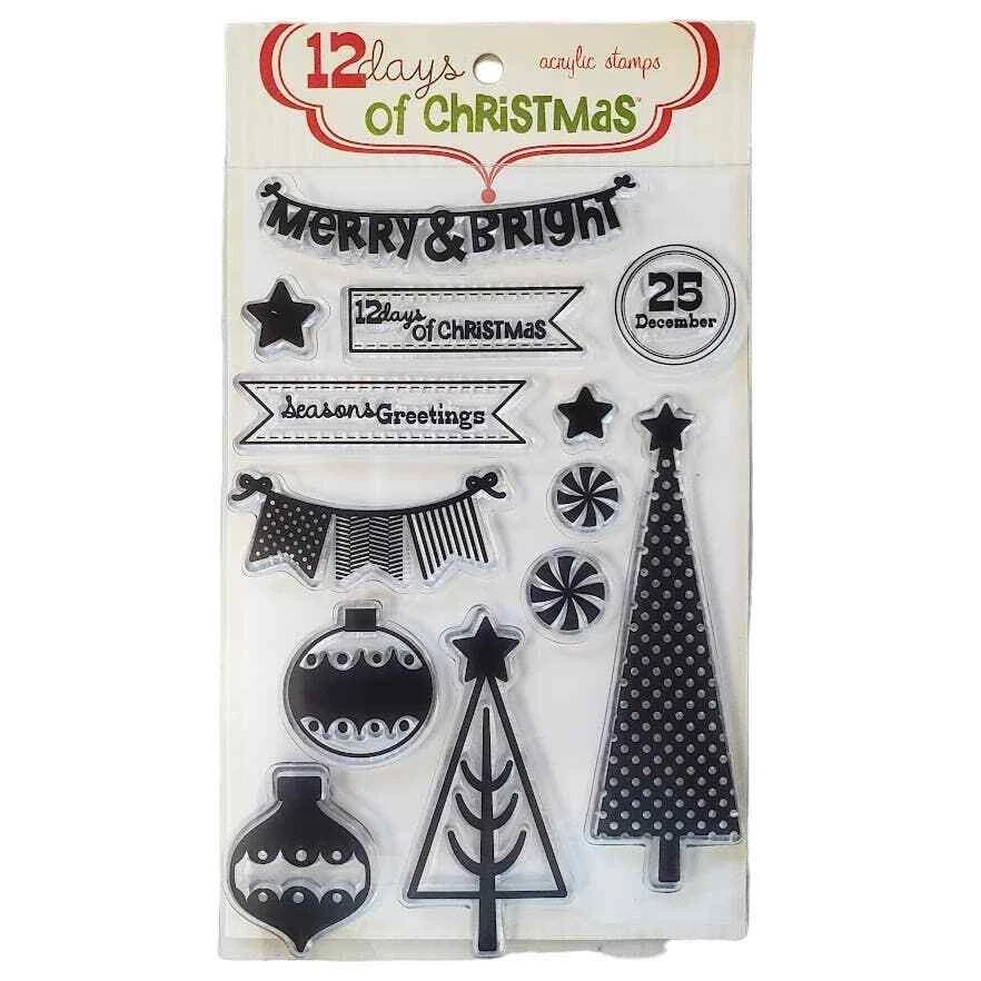 12 Days Of Christmas Acrylic Unmounted Clear Stamp Set, Card Making Gifts Crafts - Imagem 1 de 1