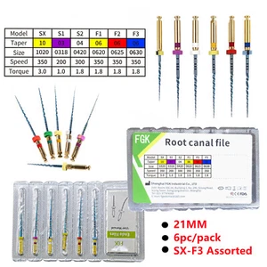 6PC Dental Endo Rotary Files Engine Use NITI Taper Root Canal Files SX-F3 25MM - Picture 1 of 10