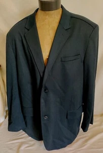 Men Perry Ellis Navy Polyester Rayon Dual Vented Blazer Sports Coat 52R VTG NWOT - Picture 1 of 13