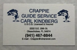 Biglietto da visita Crappie Gude servizio Okeechobee, Florida - Foto 1 di 1