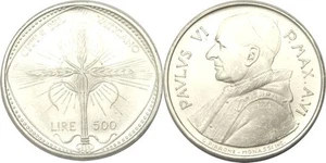 elf Vatican City 500 Lire 1968 Pope Paul VI Silver FAO Cross - Picture 1 of 2