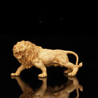 Collect China Box-Wood Carve Arrogance Animal Lion Leo Ornament Statue