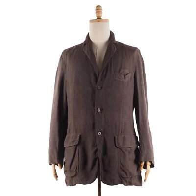 Chaqueta Abrigo Deportivo Etro Vintage Hombre Beige Oscuro Lino Talla L/Grande Foto 1 de 4