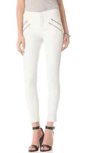 Pantalón Ajustado Marca J Cuero Claudette Blanco Moto Cremalleras $1595.00 Nuevo Con Etiquetas Talla 6 S - Imagen 1 de 8