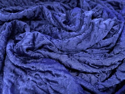 Blister Jacquard Double Jersey Stretch Satin Dress Fabric, Per Metre - Blue - Image 1 of 3
