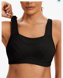 NUOVO Reggiseno Sportivo Busto Alto Impatto Copertura Completa Regolabile Senza Ferretto 44DDD - Foto 1 di 6