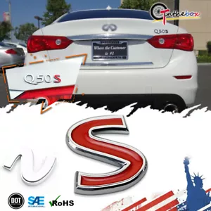 1x Metal Sport Red S Auto Emblem Trunk Lid Side Fender decal badge for Infiniti - Bild 1 von 13