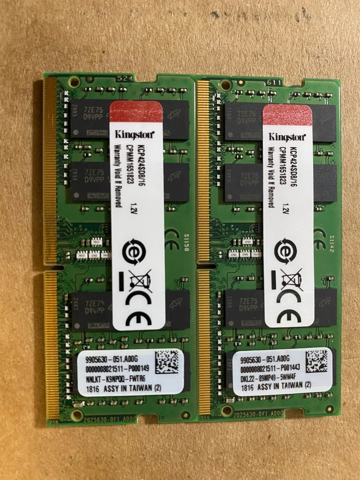 Kingston 32GB 2x 16GB DDR4-2400 PC4-19200 1.2v Laptop Memory KCP424SD8/16 - Image 1 of 1