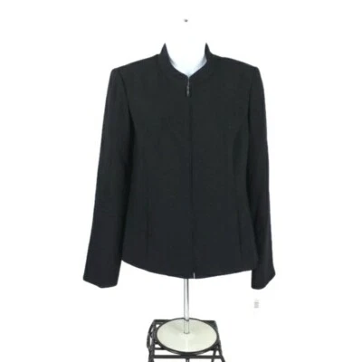 Pendleton Black Long Sleeve Mandarin Collar Zip Front Dress Jacket Womens 4 NWT - Image 1 of 4