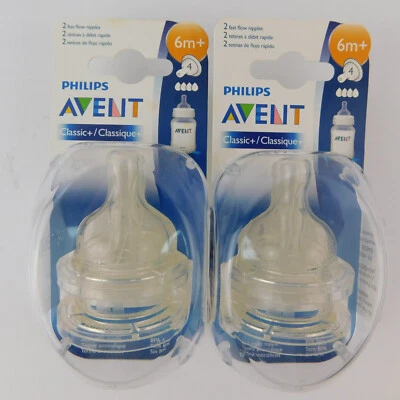2X Avent 2-Pack Anti-Colic Bottle Nipples - Dishwasher Safe - 6m+ Fast Flow - Image 1 of 4
