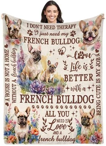 French Bulldog Blanket for Women50 x 60in French Bulldog Flannel Blanket Thro... - Picture 1 of 5