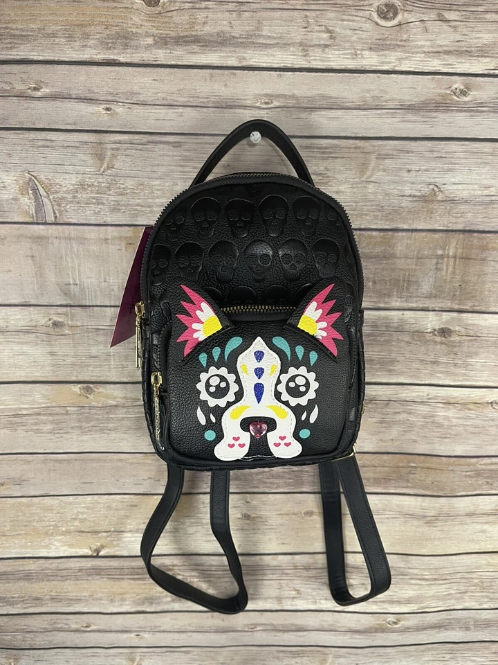 Betsey Johnson Day of The Dead Dia De Los Muertos Frenchie Mini Backpack
