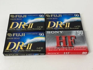 3 FUJI DR-II High Bias 90 Type 2 Blank Cassette Tapes Sealed and 1 Sony HF 90 - Picture 1 of 6