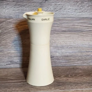 Tupperware Vintage Salad Dressing Cruet Mixer Shaker Beige 7” Italian Garlic - Picture 1 of 11