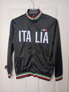 Chaqueta Bomber Italia Track Cremallera Completa Atlética Negra Bolsillos Bordados Unisex - Imagen 1 de 9