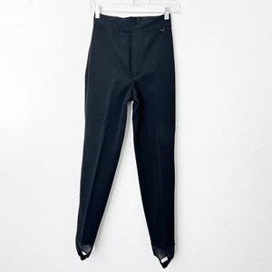 Roffe Vintage Sz 4 Long Black Tapered Jett Stirrup Ski Snow Pants Nylon Stretch - Picture 1 of 11