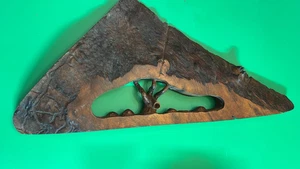 Hand-Carved Folk Art Triangular Tree Face Wall Sculpture Signed 24" Vintage - Picture 1 of 12