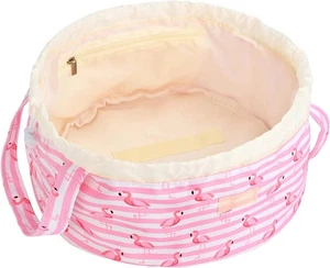 Large Barrel Drawstring Makeup Bag Travel Cosmetic for Women - Pink - Picture 1 of 6