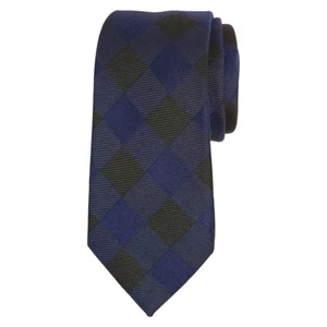 EGARA Mens Tie Navy Blue Tonal Check Cotton Polyester Blend 3.0 Classic Necktie - Picture 1 of 4