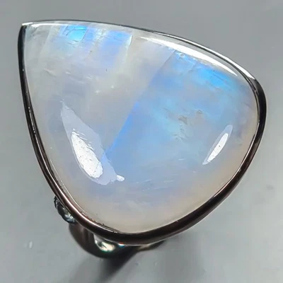 Handmade 34 ct+ Natural Moonstone Ring 925 Sterling Silver Size 7.5 /R441560 - Image 1 of 4