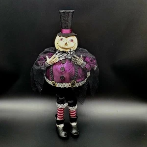 Pier One Pumpkin Head Man 18" Standing Halloween Decor Primitive - Picture 1 of 6