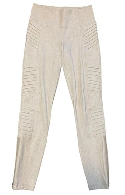 Leggings ajustados Athleta Delancey Texturizados Moto Crema Elastizados Cremallera Pierna Talla Pequeña Foto 1 de 4
