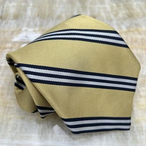 Brooks Brothers Yellow Blue White Stripe Design Neck Tie Silk Handmade USA ๐บ๐ธ - Picture 1 of 7
