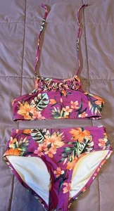 Girls Old Navy 2 Piece Bathing Suit Pink Floral Medium - Picture 1 of 7