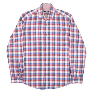 HUGO BOSS Slim Fit Mens Shirt Red Check Long Sleeve L - Picture 1 of 6