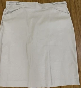 Ladies Button Pencil Skirt Size 16 Stone/Beige with Pockets Cotton Mix - Picture 1 of 5
